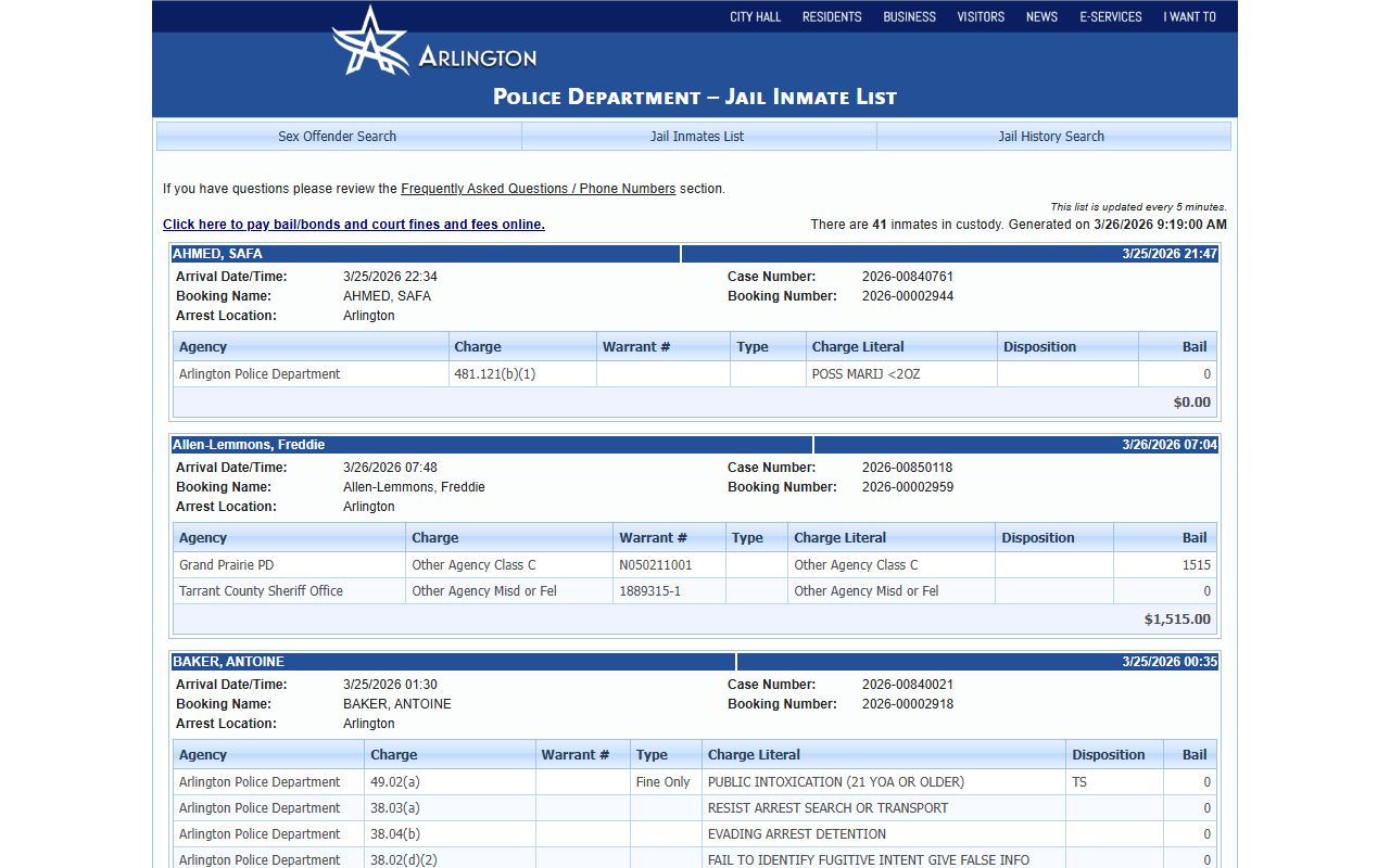Arlington Jail Mugshots